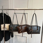 Women’s Vintage PU Leather Shoulder Bag with Long Straps