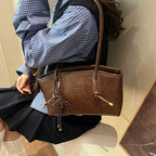Women’s Vintage PU Leather Shoulder Bag with Long Straps