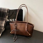 Women’s Vintage PU Leather Shoulder Bag with Long Straps