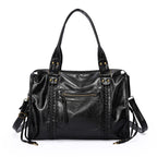 Women’s Vintage Shoulder Bag with Front Zip Pocket