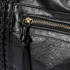 Women’s Vintage Shoulder Bag with Front Zip Pocket