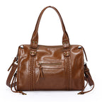 Women’s Vintage Shoulder Bag with Front Zip Pocket