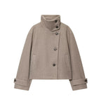 Women’s Warm High Collar Winter Jacket with Button Fastening