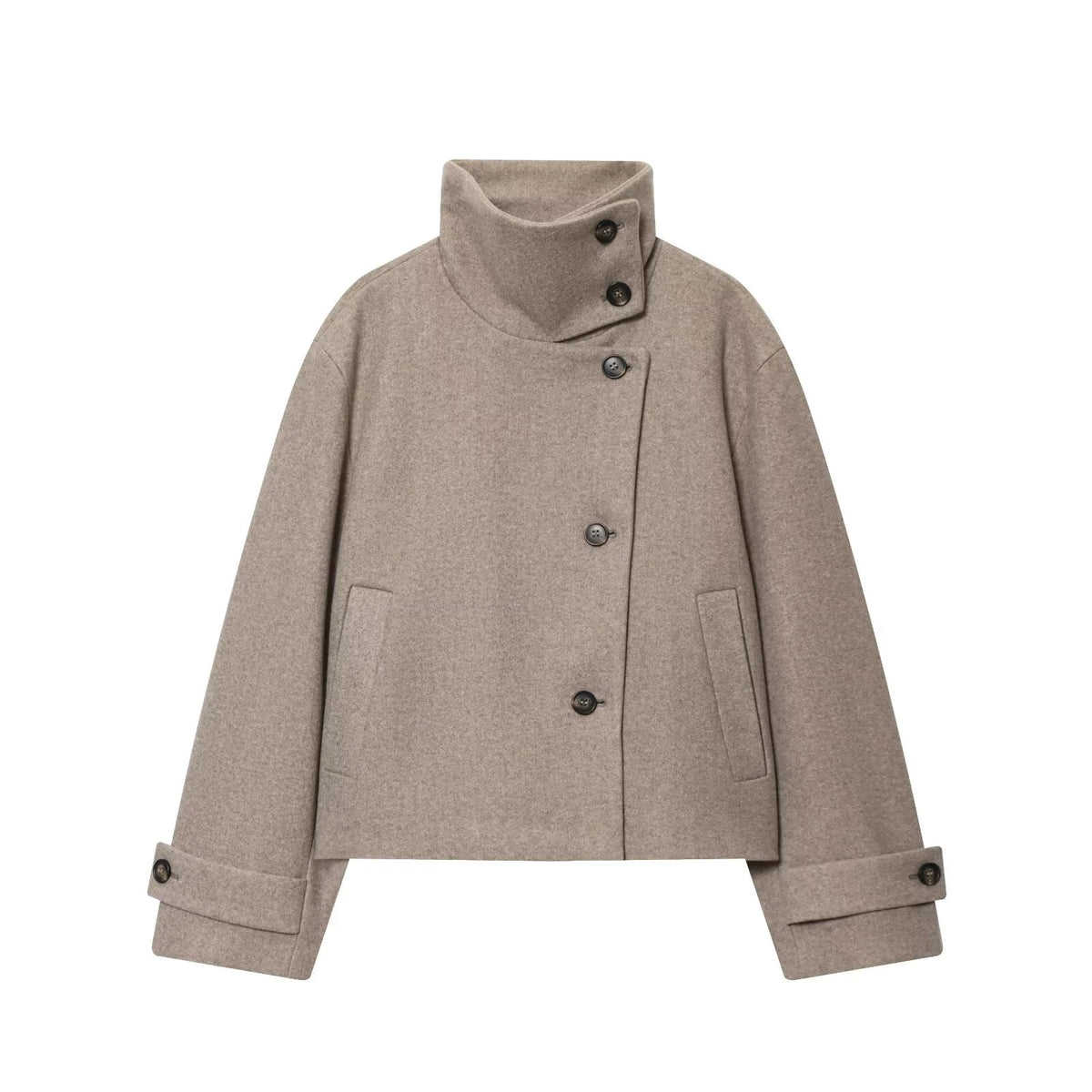 Women’s Warm High Collar Winter Jacket with Button Fastening