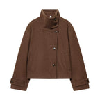 Women’s Warm High Collar Winter Jacket with Button Fastening