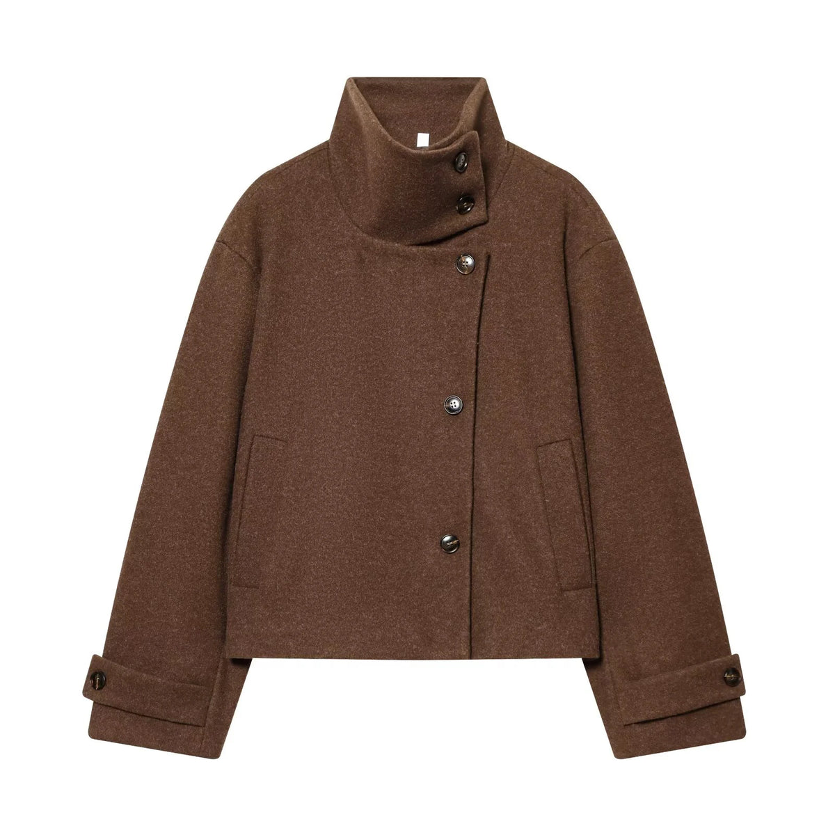 Women’s Warm High Collar Winter Jacket with Button Fastening