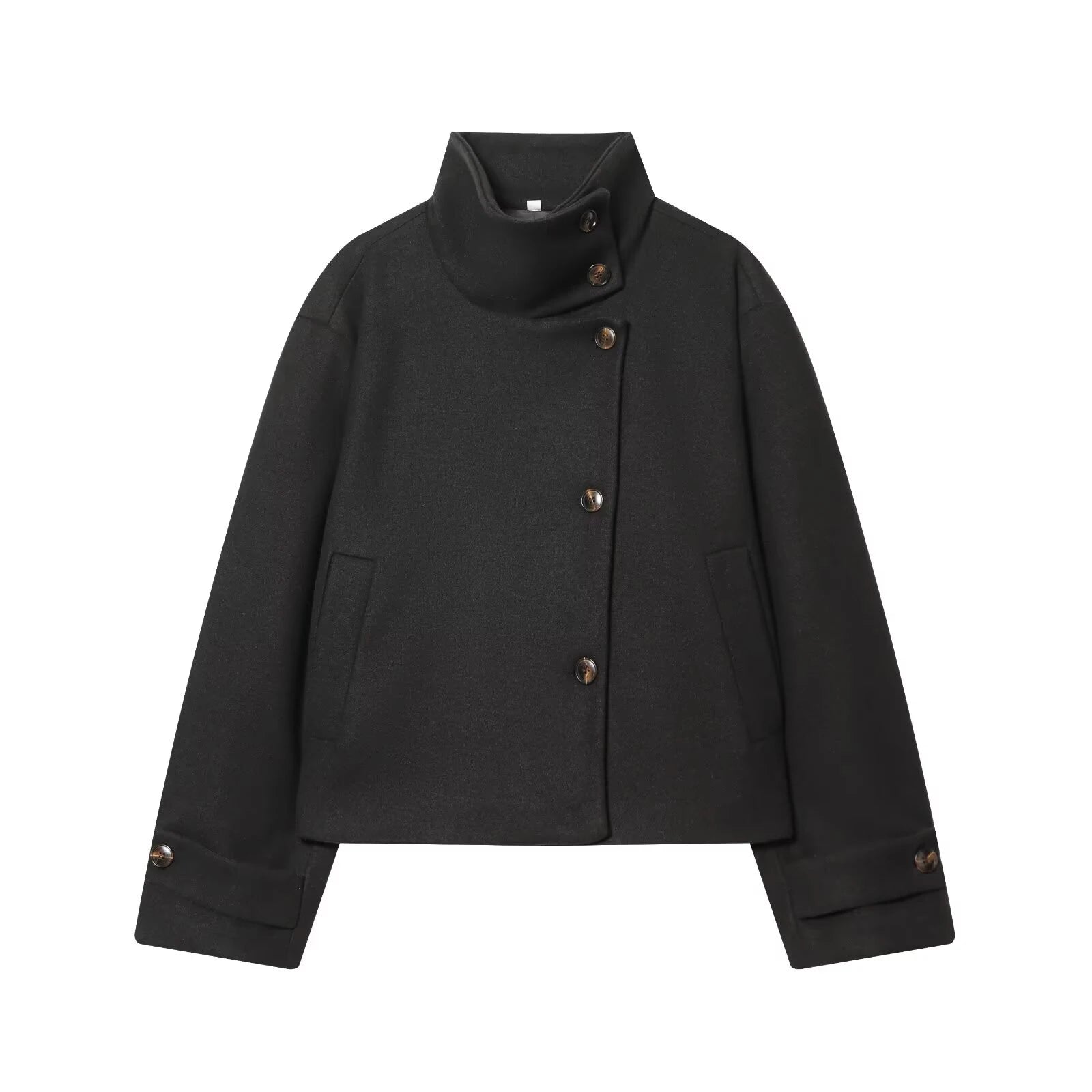 Women’s Warm High Collar Winter Jacket with Button Fastening