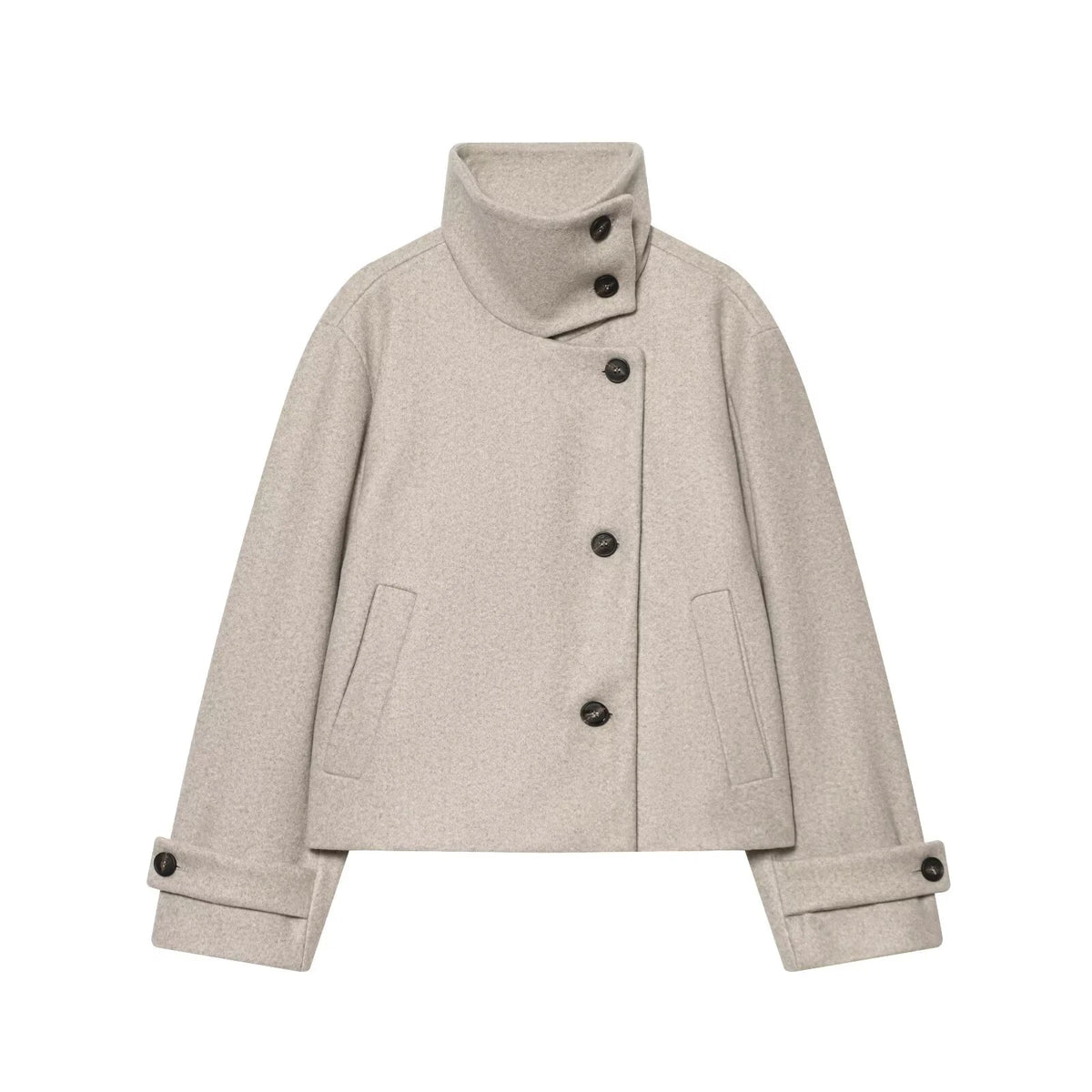Women’s Warm High Collar Winter Jacket with Button Fastening