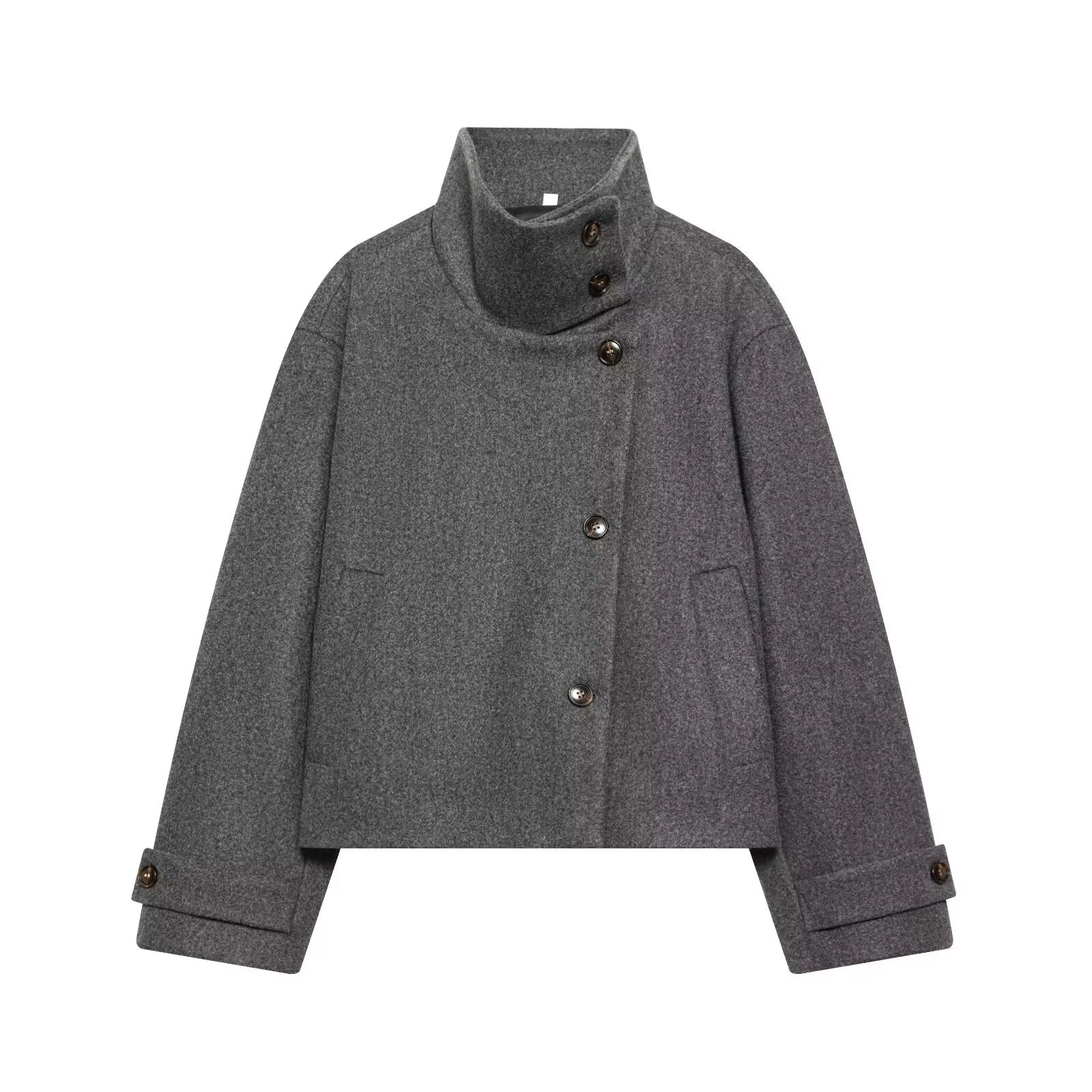 Women’s Warm High Collar Winter Jacket with Button Fastening