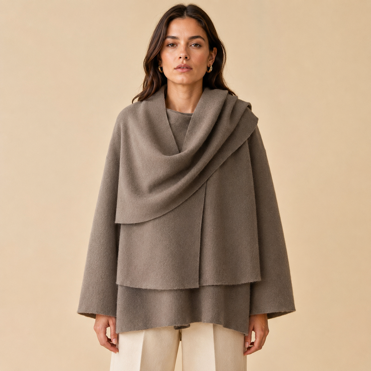 Women’s Winter Asymmetric Scarf Jacket
