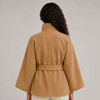 Women’s Winter Cape Jacket with High Collar and Belt