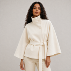 Women’s Winter Cape Jacket with High Collar and Belt