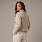 Women’s Winter Textured Zip Short Jacket with Front Pockets