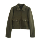 Women’s Winter Textured Zip Short Jacket with Front Pockets