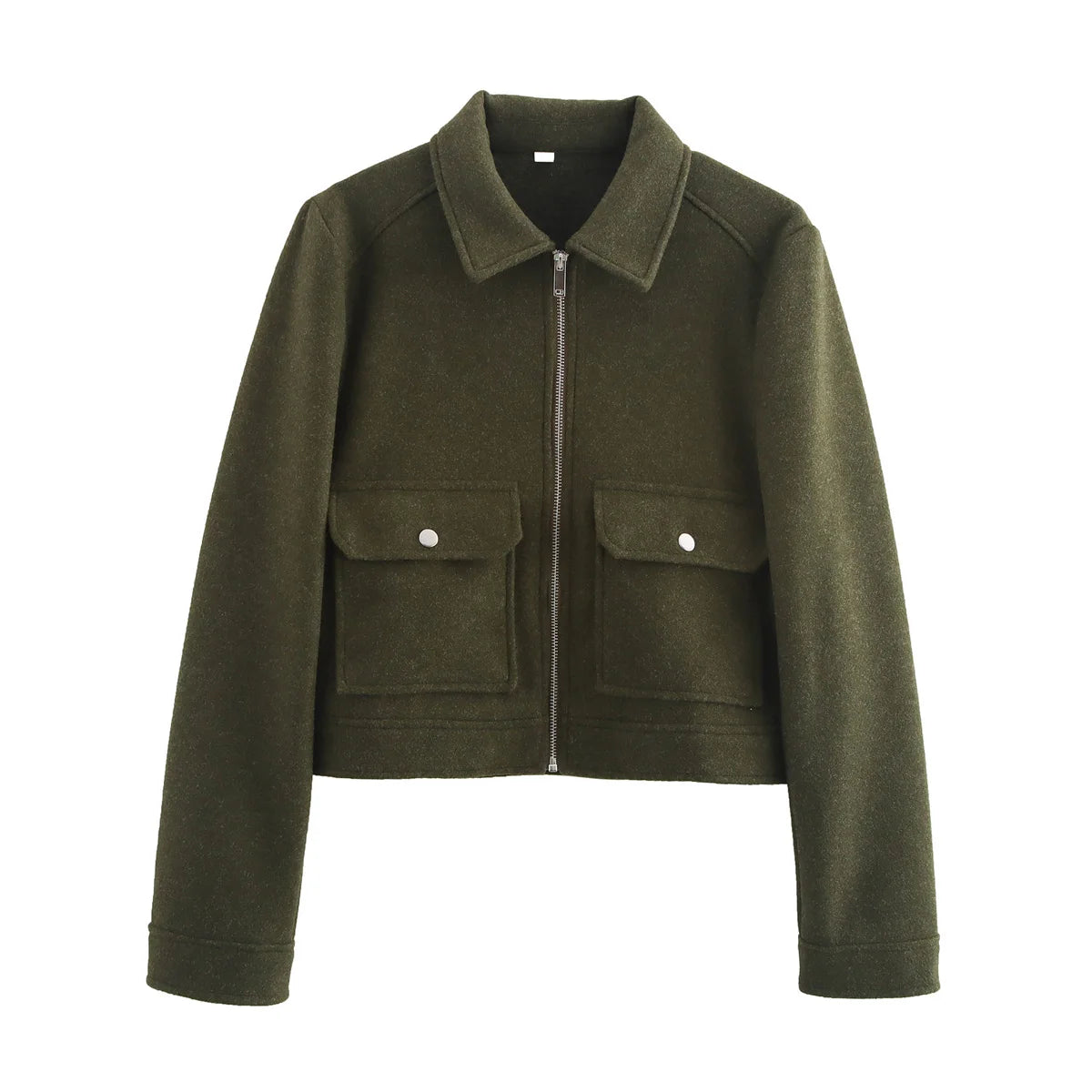 Women’s Winter Textured Zip Short Jacket with Front Pockets
