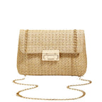 Women’s Woven Crossbody Shoulder Bag with Chain Strap