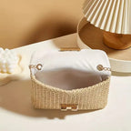 Women’s Woven Crossbody Shoulder Bag with Chain Strap